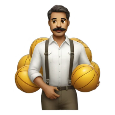  Expressively strenuously carrying heavy balls white Cuban Man with mustache sticker