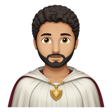 Apariencia: Joven de unos 25-30 años, atractivo,.
-Rostro: Ojos oscuros, piel ligeramente morena, rasgos árabes finos.
-Cabello: Negro, algo rizado o suelto, con barba fina.
-Vestimenta: Cuando es “Don Carlos”, viste como cristiano (camisa blanca, capa corta, colores sobrios). sticker