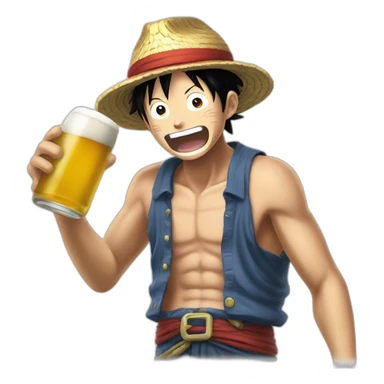 Luffy boire de la bière sticker