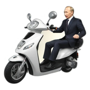 putin on electric scooter flying into the sky sticker