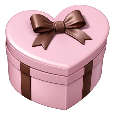 pale pink heart box, pale pink bow, filled with chocolates inside sticker