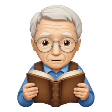 elderly holding book sticker