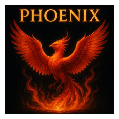 make image of phoenix with title, black background sticker