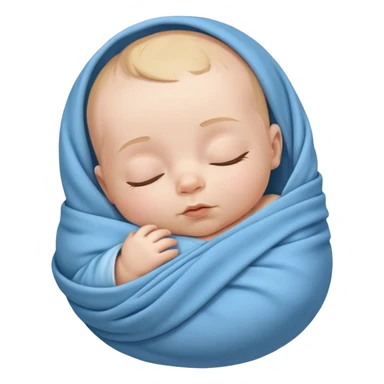 Sleeping baby in a blue swaddle sticker