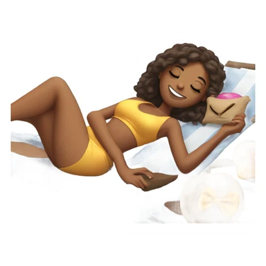 Girl lying down sunbathing with best friend sticker