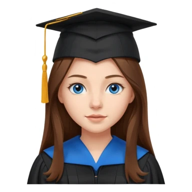 high school graduation with a pretty female high school student with long brown hair, blue eyes sticker