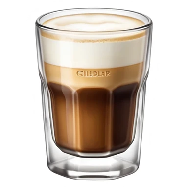 Small 4.5 ounce Gibraltar glass with cortado espresso drink, small glass tumbler with espresso and milk sticker