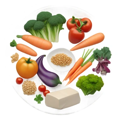 round white plate with healthy food sticker