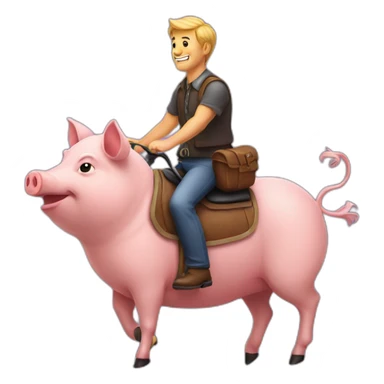 man ride pig sticker