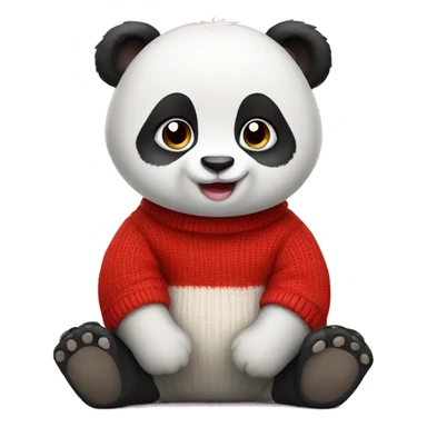 Baby panda with cute eyes wearing red sweater  sticker
