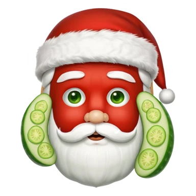 Santa with cucumber slices over his eyes sticker