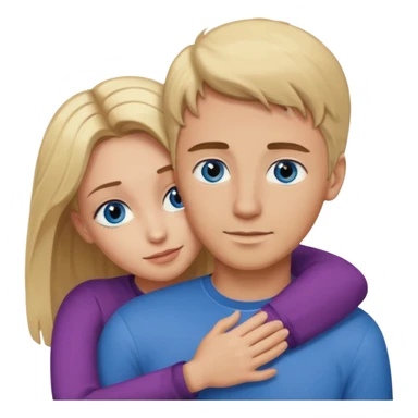 Man with blonde hair and blue eyes hugging a woman with brown hair and brown eyes sticker
