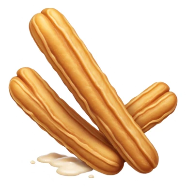 Cinematic Realistic Churros Dessert Emoji, showcasing crispy, golden-brown fried dough sticks dusted with sugar rendered with lifelike detail and warm, inviting lighting. sticker