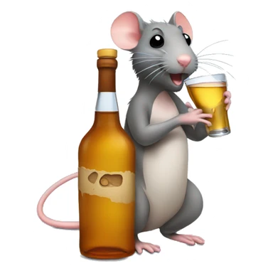 rat kissing a liquor bottle sticker