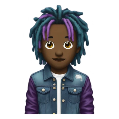 lil uzi vert with jean jacket, purple dreads, looks from 2016 sticker