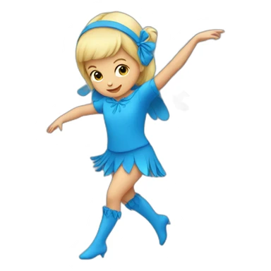 little blonde girl dancing in a blue bird costume sticker