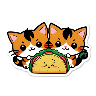 Kawaii Marijuana leaf and kittens eating tacos kawaii style  sticker