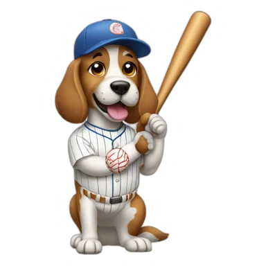 dog playing baseball sticker