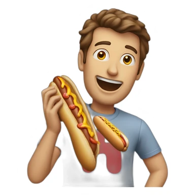 Alan Aisenberg eating a hot dog sticker