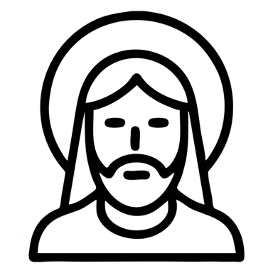 minimalist icon of Jesus, outline of face with beard and halo sticker