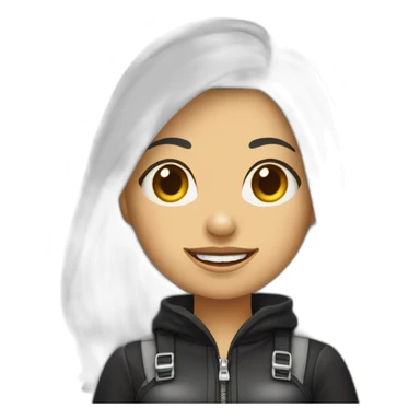 Mujer de piel blanca chiquita de cabello negro a media espalda, vestida con ropa de logística y botas sticker