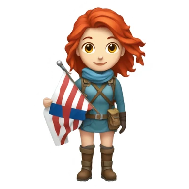 female winter mountaineer red hair holding easter red egg and greek flag  sticker