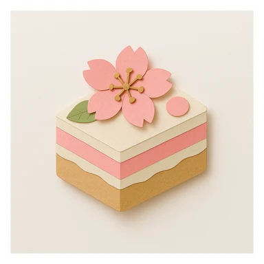 Add a cherry blossom flower on top of the sakura cake, keep the paper craft style. sticker