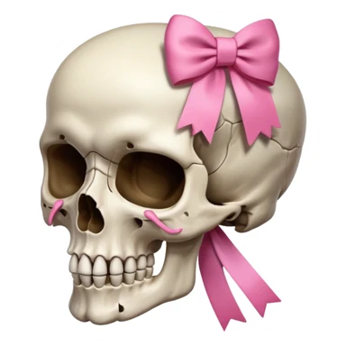 A skull with a small pink ribbon on the side of its head sticker