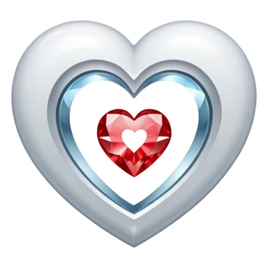 A hollow circle with a heart in it, inside the heart is a diamond sticker