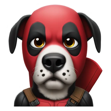 one Deadpool  dog Face with a Deadpool mask sticker