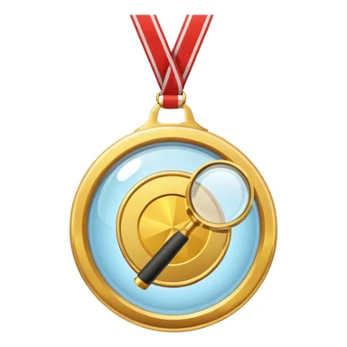 gold medal with ONLY ONE magnifier engraved on the center sticker