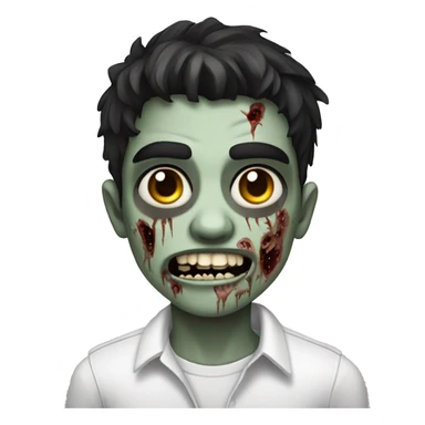 teen boy zombie with dark hair and white shirt sticker