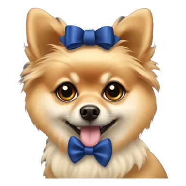 pomerian with a dark blue bow on the head sticker