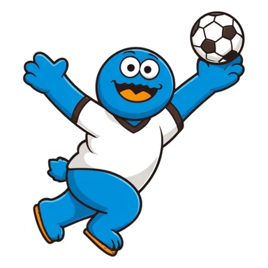 Cookie Monster heading a soccer ball sticker