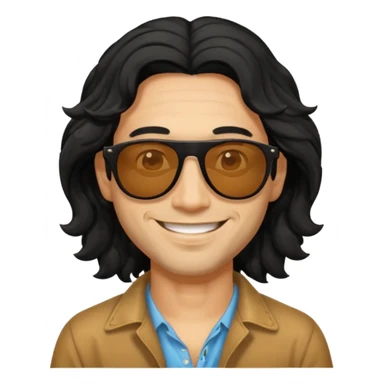 man in hippies type, wearing sunglasses, black wavy hair sticker