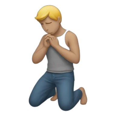 A person kneel down placing his right hand on heart sticker