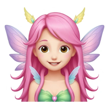 A tiny pastel fairy with pink long hair with glowing wings and a sweet smile  sticker