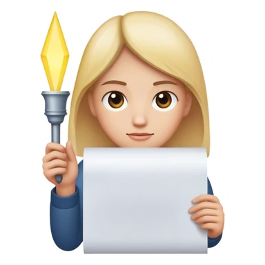 The person holds a glowing piece of paper—their “I hate” and “I love” list—illuminating their way forward. sticker