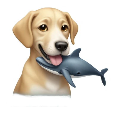 Dog holding whale sticker