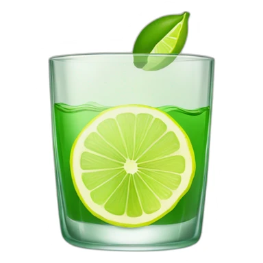 A single tequila glass with slice of green lemon piece on it sticker