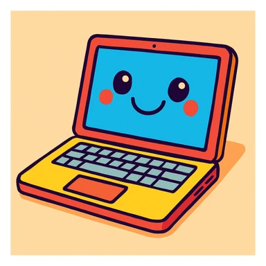 playful cartoon style MacBook laptop, open sticker