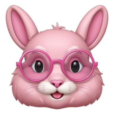 Pink bunny with big circular glasses, smiling, half body sticker