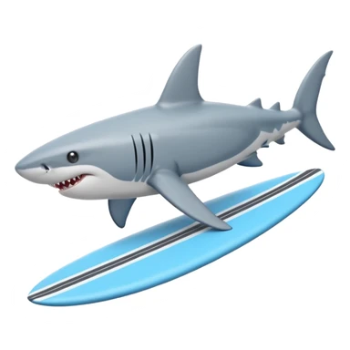shark on a surfboard  sticker