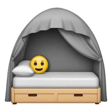 Minimalist emoji-style sticker of a bed with a covered figure and something strange peeking out from underneath. Grayscale only, simple icon.

 sticker