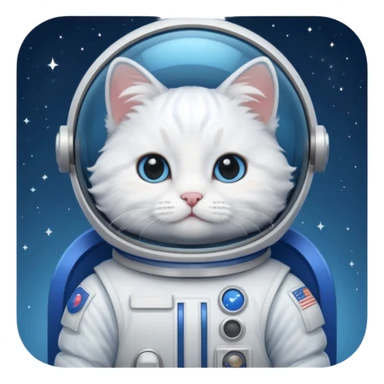 white cat blue Astronaut sticker