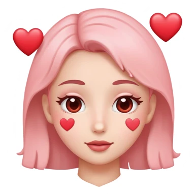 Blush with heart eyes with hearts around it sticker