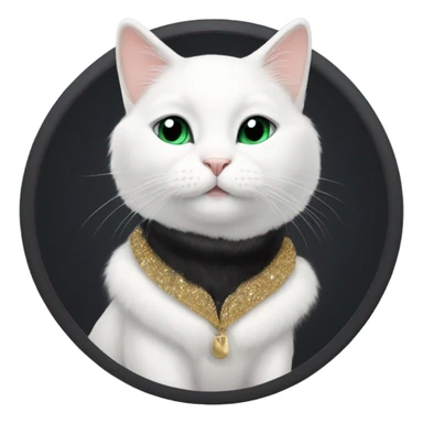 White CAT wearing a Black fur coat  sticker