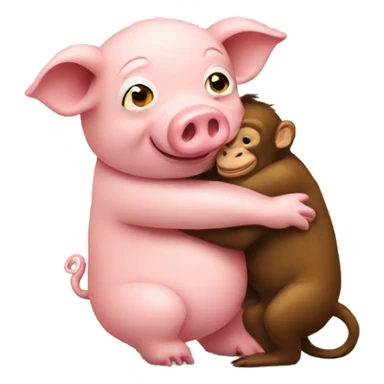 Pig hugging a monkey  sticker