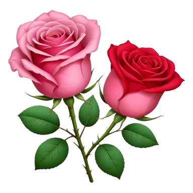 One pink🌹 and one red flower 🌹 on with red band  sticker