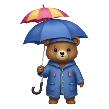Bear with umbrella hat sticker